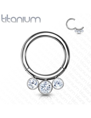 Anneau clicker titane avec zircons | Septum & Daith