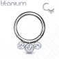 Piercing anneau titane trois cristaux Piercing anneau titane trois cristaux