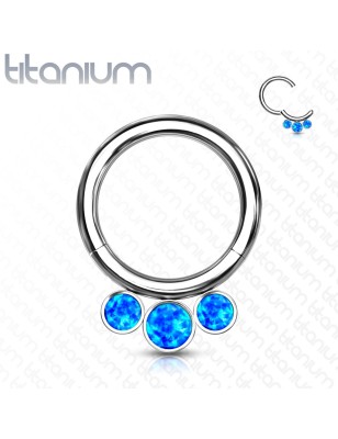 Anneau clicker titane opales bleues | Septum & Daith