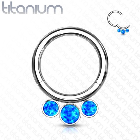 Anneau clicker titane opales bleues | Septum & Daith