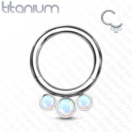 Anneau clicker titane opales blanches | Septum & Daith