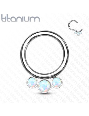 Anneau clicker titane opales blanches | Septum & Daith