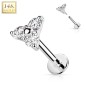 Piercing oreille or blanc 14 carats triangle 3 zircons