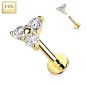 Piercing oreille or jaune 14 carats triangle 3 zircons Piercing oreille or jaune 14 carats triangle 3 zircons