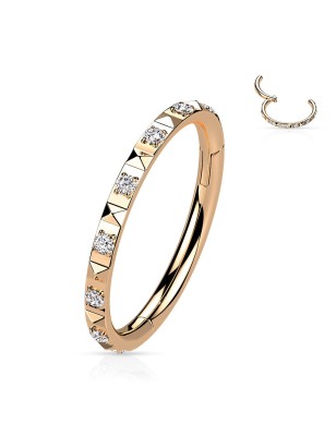 Anneau clicker rose gold pyramides & zircons | Hélix Conch