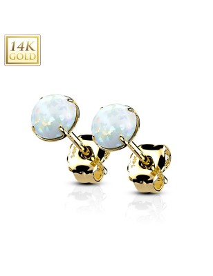 Boucles d’oreilles or jaune 14K avec opales blanches – Élégance