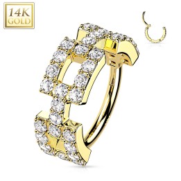 Anneau or jaune 14K pavé zircons | Piercing cartilage luxe