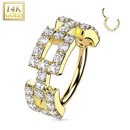 Anneau or jaune 14K pavé zircons | Piercing cartilage luxe