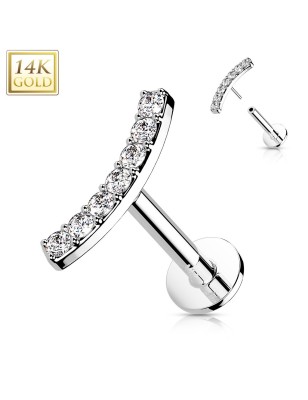 Labret or blanc 14K arc zircon | Piercing oreille push-in premium