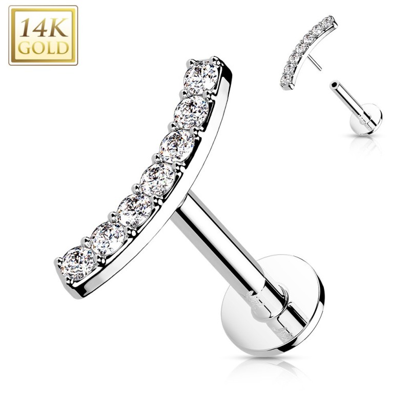Piercing oreille or blanc 14 carats courbé Piercing oreille or blanc 14 carats courbé
