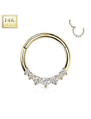 Anneau daith/septum or jaune 14K avec 7 zircons – Luxe et éclat