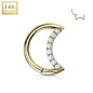 Piercing daith or jaune 14 carats lune pavée d'opales