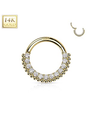 Anneau daith & septum or jaune 14K – Zircons & billes