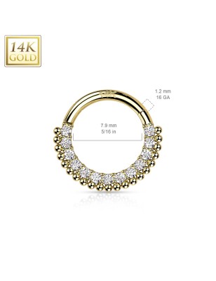 Anneau daith & septum or jaune 14K – Zircons & billes