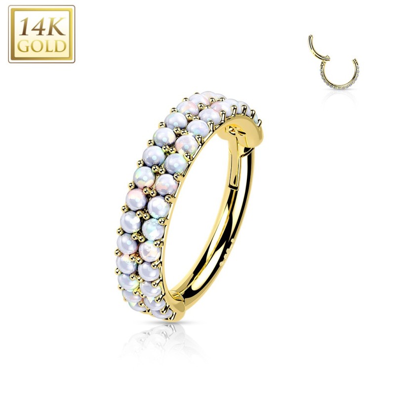 Anneau hélix conch or jaune 14 carats opales