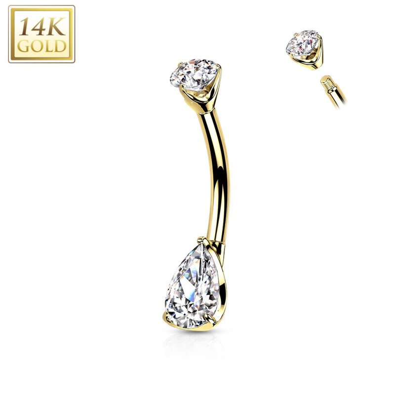 Piercing de nombril or jaune 14K zircon goutte Piercing de nombril or jaune 14K zircon goutte