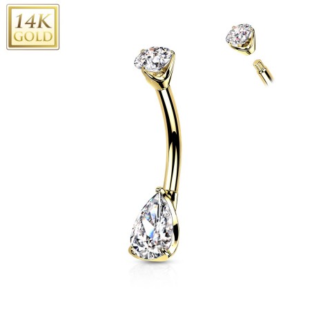 Piercing nombril or jaune 14K avec goutte zircon – Bijou luxe