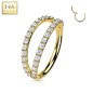 Piercing oreille or jaune 14 carats double arc de zircons