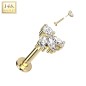 Piercing oreille or jaune 14K quatre zircons Piercing oreille or jaune 14K quatre zircons