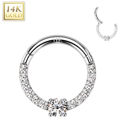 Anneau Daith & Septum en Or Blanc 14K – Solitaire | Piercing luxe
