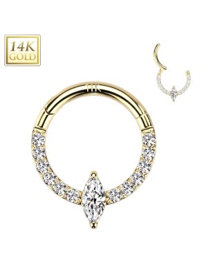 Anneau septum daith or jaune 14K avec zircon marquise