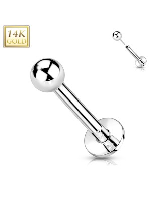 Labret or blanc 14K boule push-in – Piercing discret et luxueux