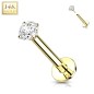 Piercing labret oreille or jaune 14K zircon serti griffes Piercing labret oreille or jaune 14K zircon serti griffes