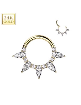 Anneau daith/septum or jaune 14K avec zircons poire
