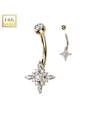 Piercing Nombril Or Jaune 14K – Étoile Zircons Luxe