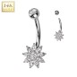 Piercing nombril Or blanc 14 carats floral Piercing nombril Or blanc 14 carats floral