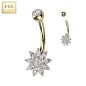 Piercing nombril Or jaune 14 carats floral