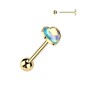 Piercing langue doré coeur iridescent bleu Piercing langue doré coeur iridescent bleu