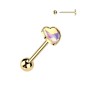 Piercing langue doré coeur iridescent rose Piercing langue doré coeur iridescent rose