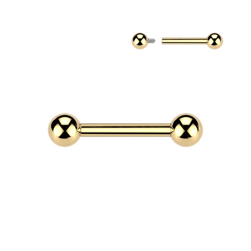 Piercing barbell en titane ASTM F136 doré à l'or 24K Piercing barbell en titane ASTM F136 doré à l'or 24K