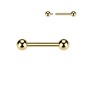 Piercing barbell en titane ASTM F136 doré à l'or 24K Piercing barbell en titane ASTM F136 doré à l'or 24K