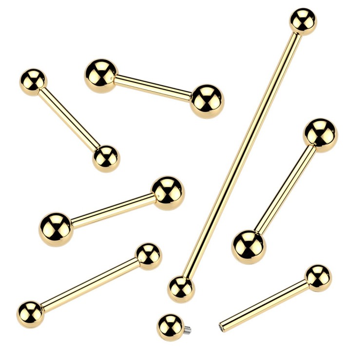 Barbell titane F136 doré 24K | Langue, Téton, Oreille
