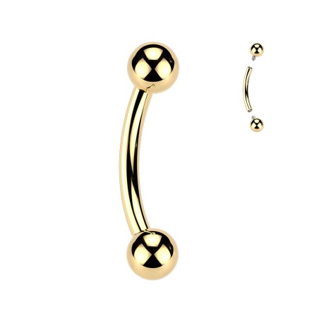 Piercing banane titane F136 doré 24K | Arcade, téton, rook