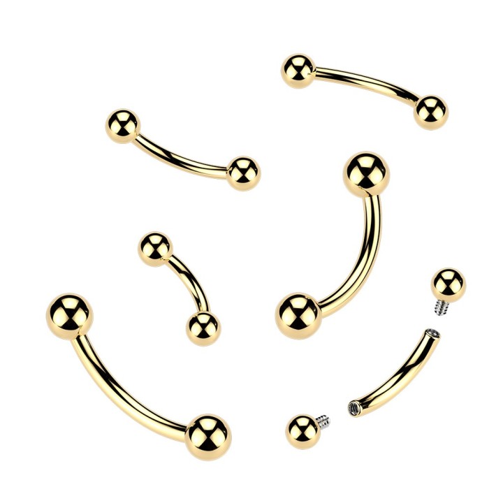 Piercing banane titane F136 doré 24K | Arcade, téton, rook