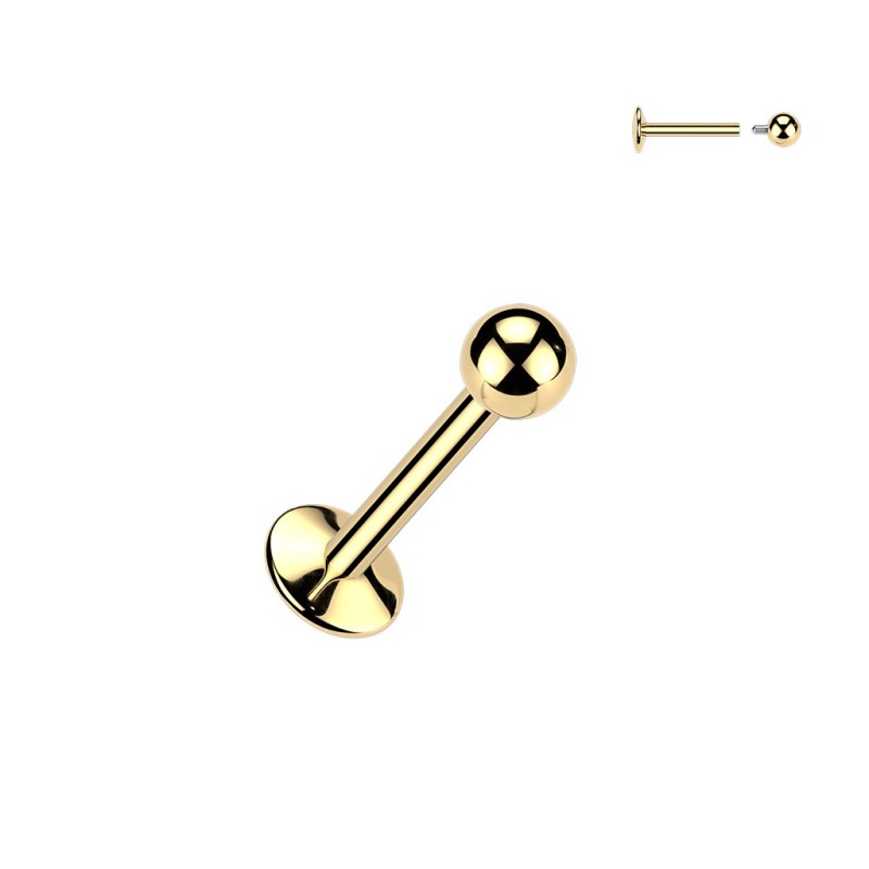 Piercing labret en titane ASTM F136 doré à l'or 24K Piercing labret en titane ASTM F136 doré à l'or 24K