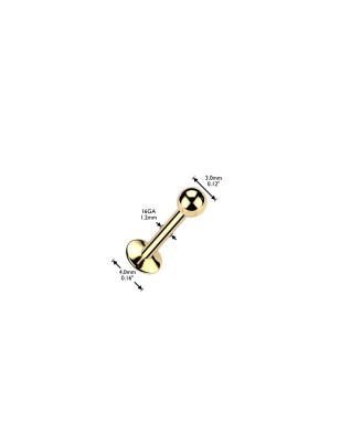 Labret titane F136 doré 24K | Oreille, Lèvre