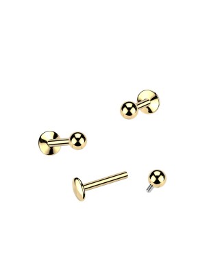Labret titane F136 doré 24K | Oreille, Lèvre