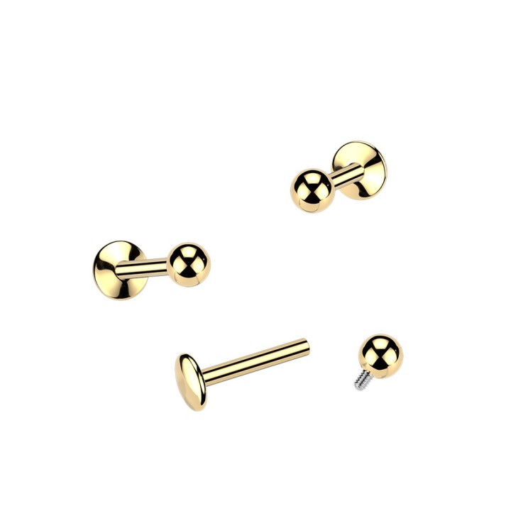 Labret titane F136 doré 24K | Oreille, Lèvre