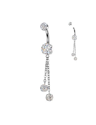 Piercing Nombril Titane avec Chaînettes & Zircons – Hypoallergénique
