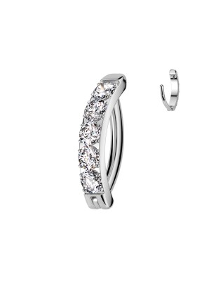 Anneau clicker nombril en titane ASTM F136 avec zirconias