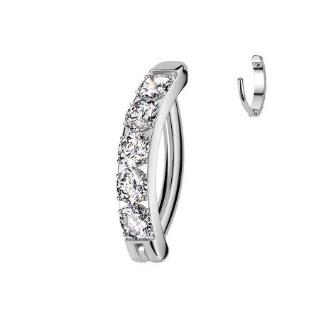 Anneau clicker nombril en titane ASTM F136 avec zirconias