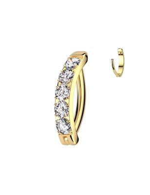 Anneau clicker nombril titane doré PVD avec zirconias