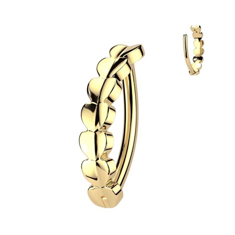 Anneau clicker nombril titane doré coeurs