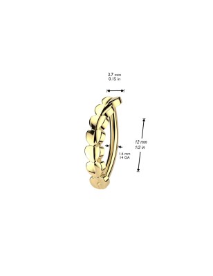 Anneau clicker nombril titane doré PVD motif cœurs