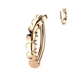 Anneau clicker nombril titane rose gold PVD cœurs