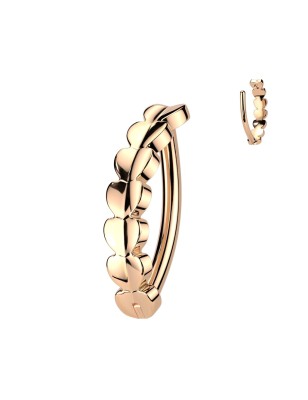Anneau clicker nombril titane rose gold PVD cœurs